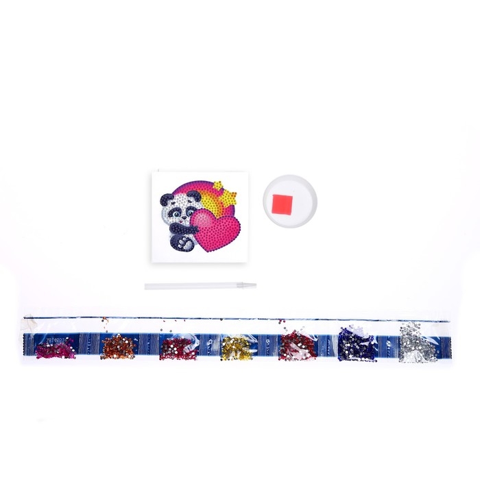 Алмазная мозаика наклейка для детей &laquo;Мишка&raquo;, 10 х 10 см. Набор для творчества