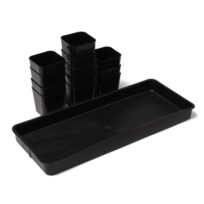 Набор для рассады: стаканы по 300 мл (12 шт.), поддон 43 &times; 18 см, МИКС, Greengo