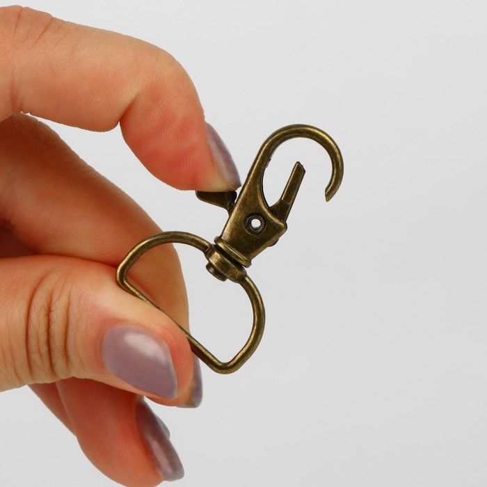 Карабин металлический, 39 &times; 24 мм / 20 &times; 1,5 мм, 6 шт, цвет бронзовый