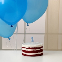 Свечи для торта + 5 шаров, цифра 1, голубая Свечи для торта + 5 шаров, цифра 1, голубая