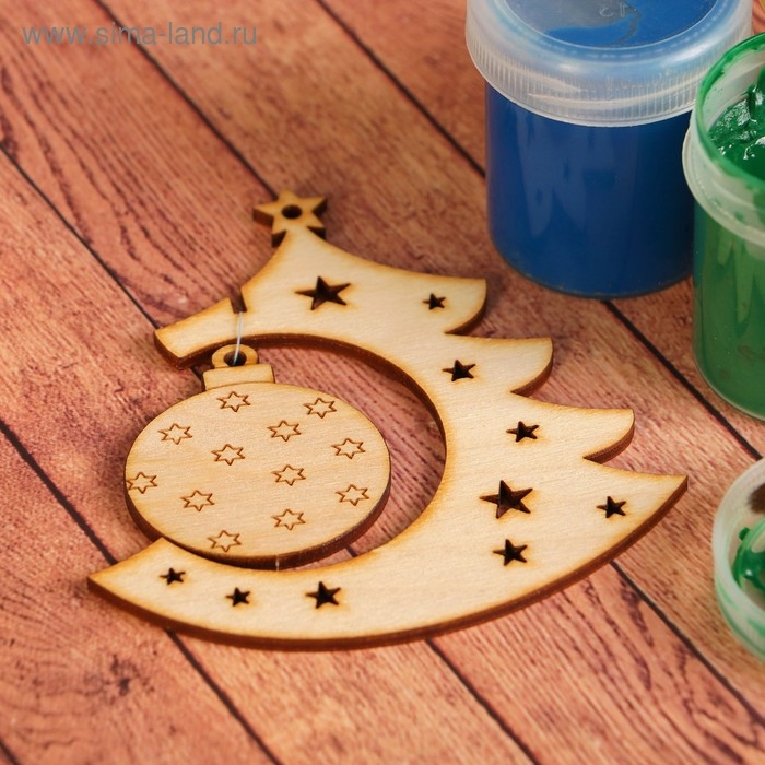 Заготовка для творчества &laquo;Ёлочка с новогодней игрушкой&raquo;, подвеска