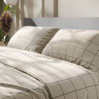 Постельное бельё Этель 2 сп "Клетка" цвет бежевый 175х215, 200х220, 50х70-2 шт, бязь, 125 г/м2