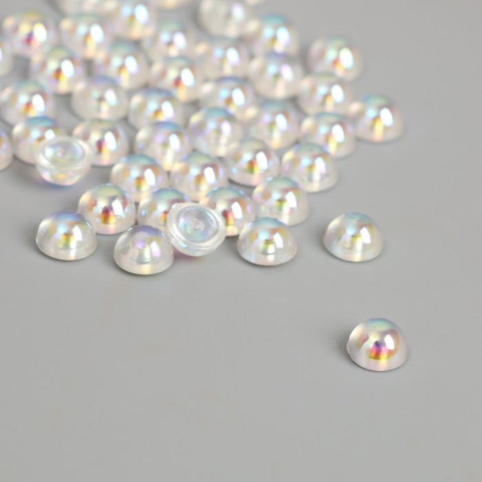 Декор для творчества пластик "Переливающиеся половинки" набор 50 шт 0,6х0,6 см