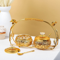 Набор сахарниц «Бонжур», с ложками на подставке, цвет золотой Набор сахарниц «Бонжур», с ложками на подставке, цвет золотой