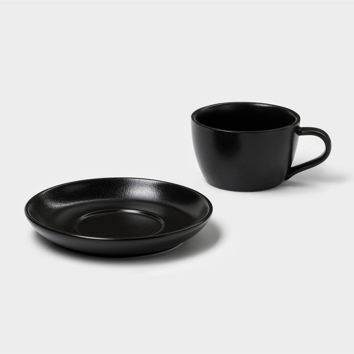 Набор керамический кофейный Magistro Carbon, 4 предмета: чашка 200 мл, блюдце d=14,5 см Набор керамический кофейный Magistro Carbon, 4 предмета: чашка 200 мл, блюдце d=14,5 см