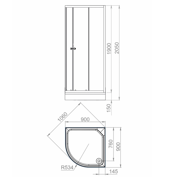 Душевое ограждение Domani-Spa Delight 99 V1.2,прозрачное стекло,поддон 15 см,90х90см,графит Душевое ограждение Domani-Spa Delight 99 V1.2,прозрачное стекло,поддон 15 см,90х90см,графит