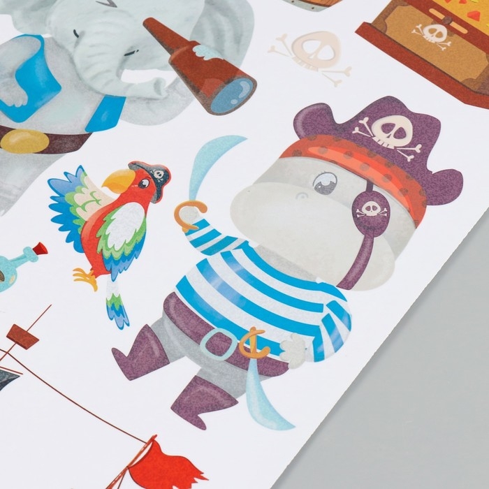 Наклейка интерьерная цветная ростомер Наклейка интерьерная цветная ростомер "Пиратский корабль" 50х70 см