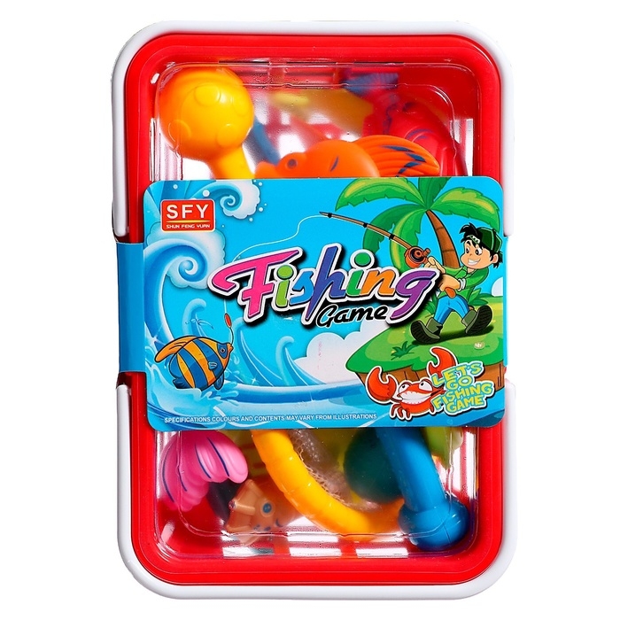 Рыбалка &laquo;Волна приключений&raquo; в корзине: 1 удочка, 1 сачок, 20 рыбок, МИКС