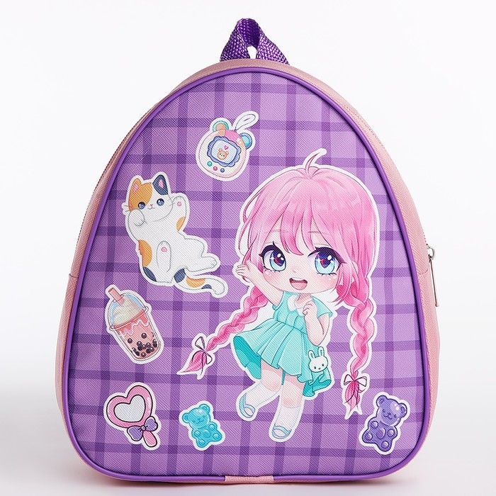 Рюкзак детский для девочки «Девочка аниме», 23х20,5 см см, отдел на молнии, цвет розовый Рюкзак детский для девочки «Девочка аниме», 23х20,5 см см, отдел на молнии, цвет розовый