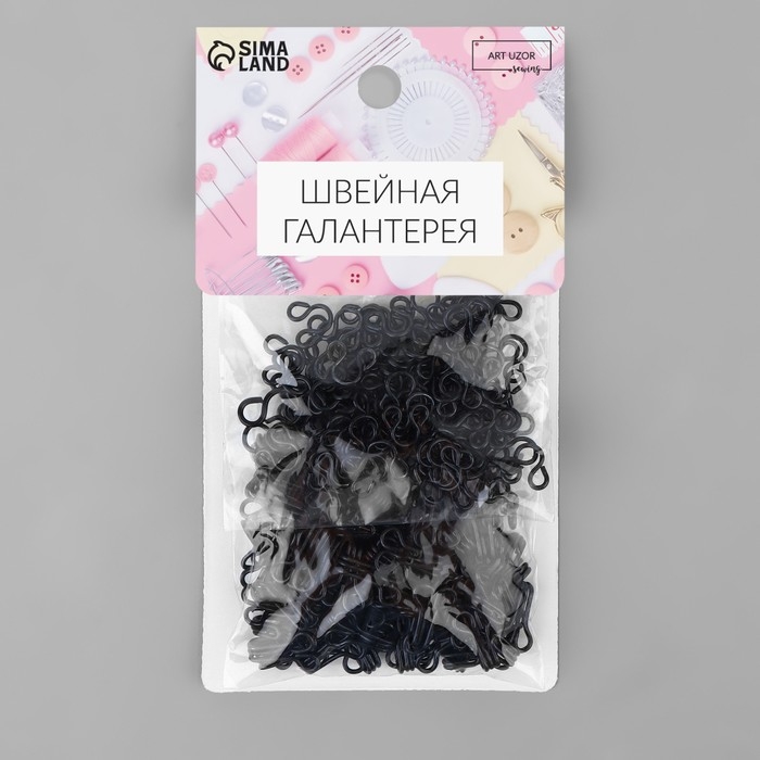 Крючок пришивной №3, 19 &times; 9 мм, 100 шт, цвет чёрный