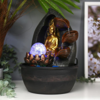 Фонтан настольный от сети, подсветка "Золотой Будда с лотосом у водопада" 28х19х19 см Фонтан настольный от сети, подсветка "Золотой Будда с лотосом у водопада" 28х19х19 см