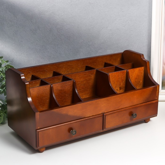 Шкатулка дерево для украшений и косметики 2 ящика коричневая 35х16,5х17 см Шкатулка дерево для украшений и косметики 2 ящика коричневая 35х16,5х17 см