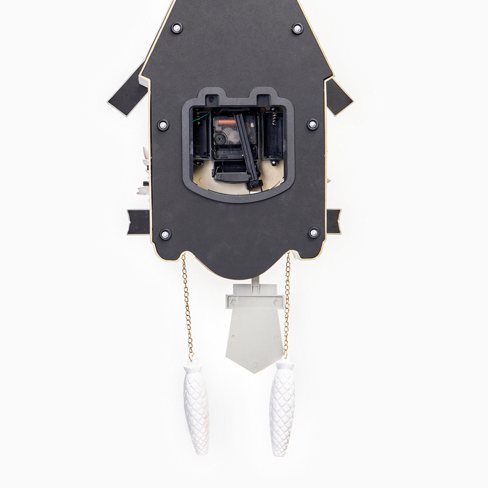 Часы настенные интерьерные большие с кукушкой "Лебеди", бесшумные, 63 х 8 х 32 см, белые