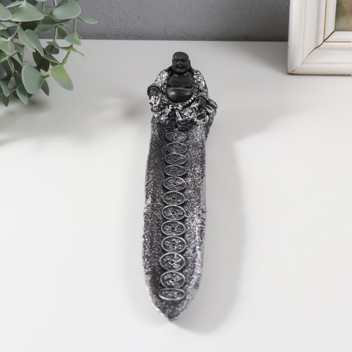 Подставка под благовония Подставка под благовония "Хотей в серебристом халате" серебро 22,5х4,5х5 см