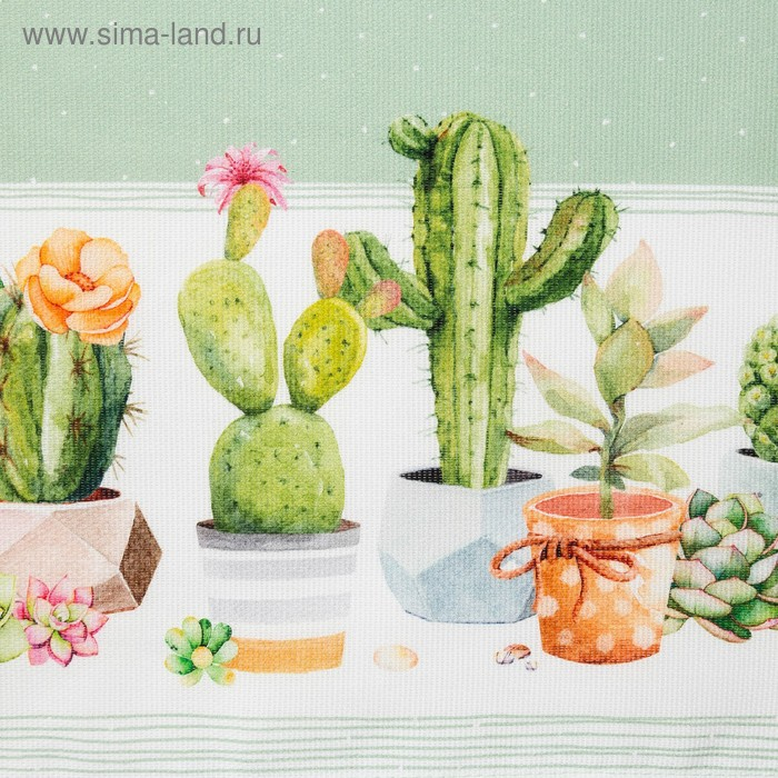 Фартук "Этель" Кактусы 70х60 см см, 100% хлопок, рогожка 160 гр/м2