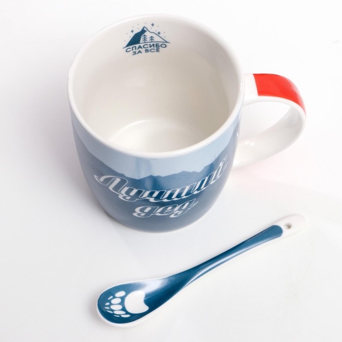 Набор керамический «Лучший дедушка», кружка 350 мл, ложка Набор керамический «Лучший дедушка», кружка 350 мл, ложка
