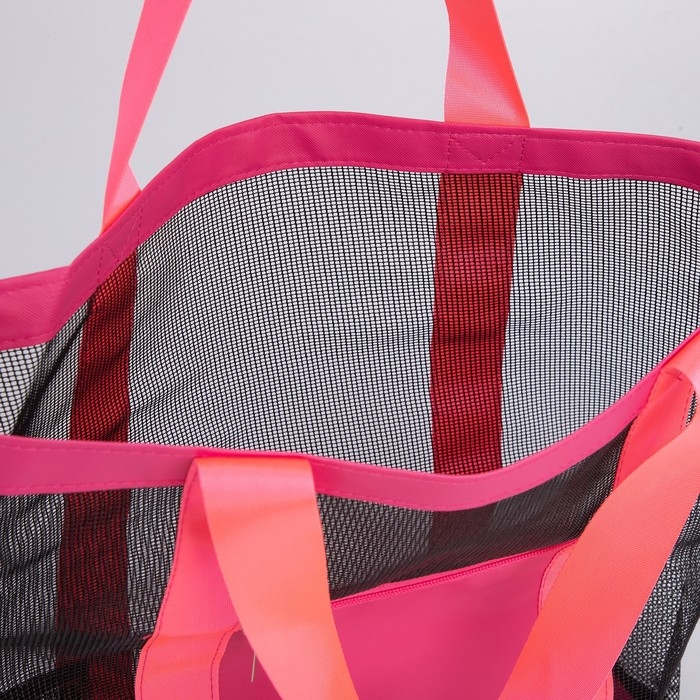 Сумка - шопер пляжная , 33х32х11 см, с сеткой, цвет розовый Сумка - шопер пляжная , 33х32х11 см, с сеткой, цвет розовый