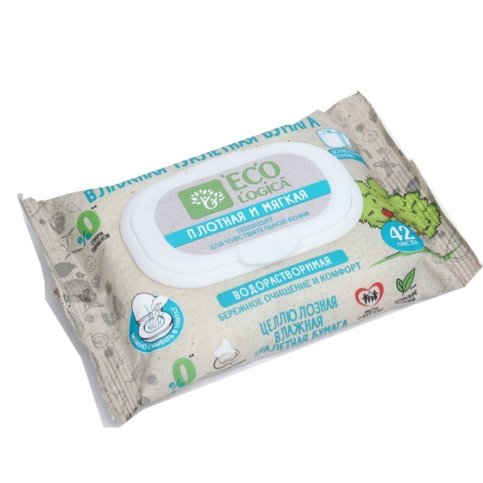 Влажная туалетная бумага Ecologica, 42 шт. Влажная туалетная бумага Ecologica, 42 шт.