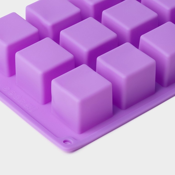 Форма для выпечки Доляна «Фигуры.Куб», силикон, 26×15×3,2 см, 15 ячеек (3,4×3,4см), цвет фиолетовый Форма для выпечки Доляна «Фигуры.Куб», силикон, 26×15×3,2 см, 15 ячеек (3,4×3,4см), цвет фиолетовый