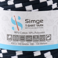 Трикотажная пряжа вторичная 90% хлопок,10% п/э, 100м/450&plusmn;50 гр (полосатик бело-чёрный)