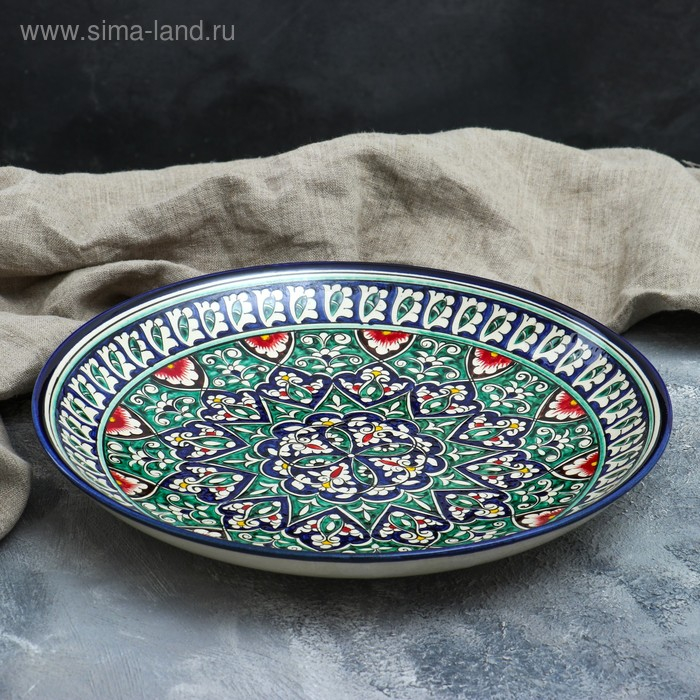 Ляган Риштанская Керамика Ляган Риштанская Керамика "Узоры", 31 см, синий