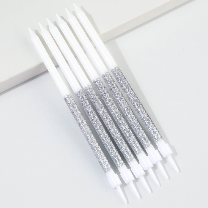 Свечи для торта &laquo;В твой день рождения&raquo;, серебро, 6 шт., 13 х 0,5 см