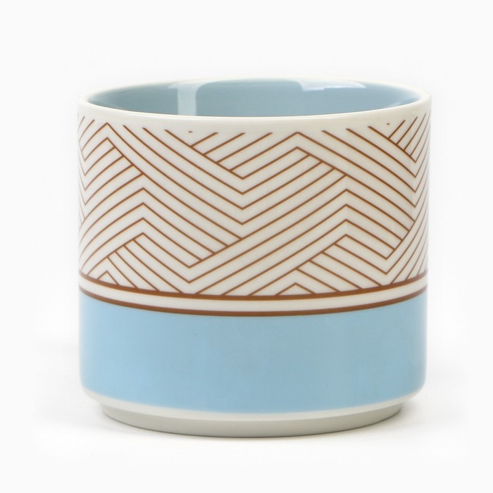 Кружка керамическая с крышкой и ложкой &laquo;Геометрия&raquo;, 470 мл, цвет бежевый