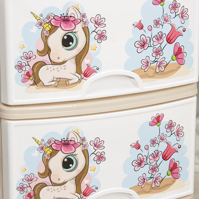 Комод 4-х секционный на колесиках &laquo;Сказочное королевство&raquo;, цвет и рисунок МИКС