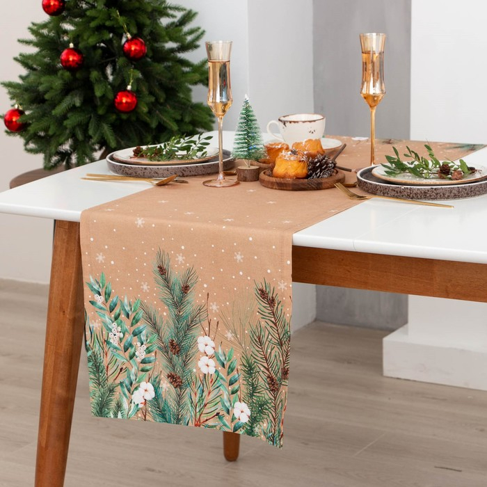 Дорожка на стол новогодняя "Этель" Fir branches 40*146 см, 100% хлопок, саржа 190 г/м2