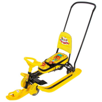 Снегокат с колёсами &laquo;Тимка спорт 6 Три кота&raquo;, ТС6/ТК, с родительской ручкой, со спинкой и ремнём безопасности, цвет жёлтый/чёрный