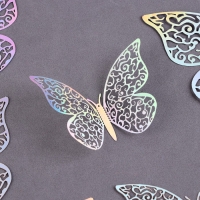 Набор топперов &laquo;Бабочки&raquo;, 12 штук, голография, цвет серебро