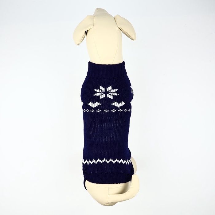 Одежда для собак. Свитер вязаный с орнаментом &laquo;Новогодний&raquo;, синий, размер XL