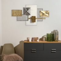 Декор настенный металл "Строгость линий" золото с серебром 90,8х50,2х5,7 см Декор настенный металл "Строгость линий" золото с серебром 90,8х50,2х5,7 см