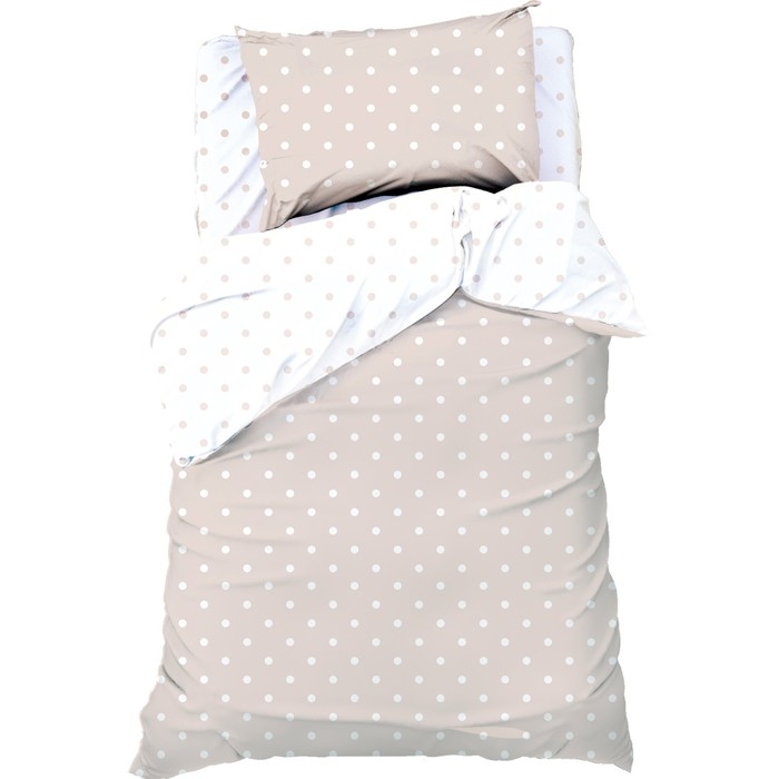 Постельное бельё Этель 1, 5 сп «Горошек», цвет бежевый, 143х215 см, 150х214 см, 50х70 см -1 шт, 100% хлопок Постельное бельё Этель 1, 5 сп «Горошек», цвет бежевый, 143х215 см, 150х214 см, 50х70 см -1 шт, 100% хлопок