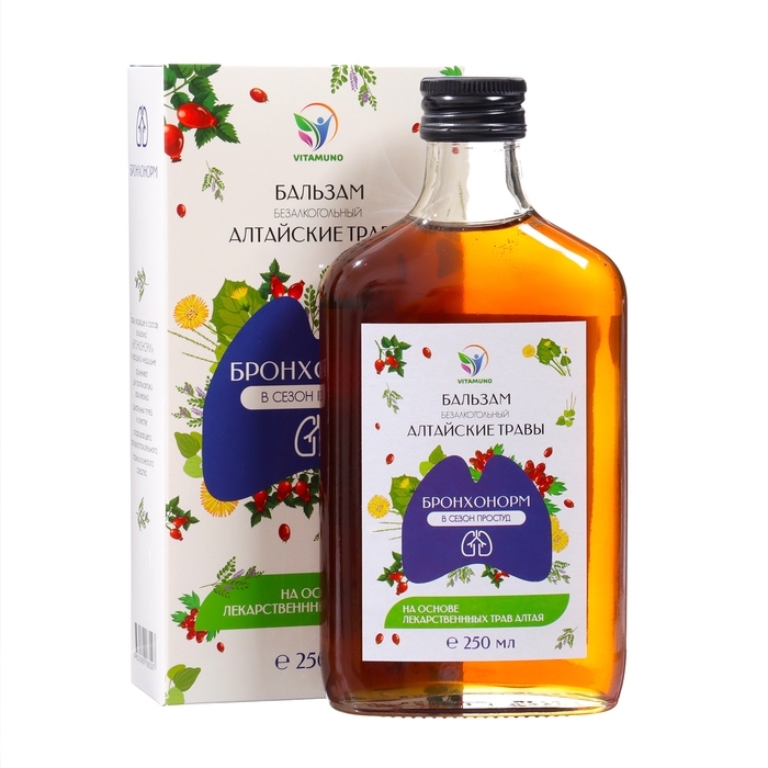 Бальзам Алтайские Травы Бальзам Алтайские Травы "БронхоНорм" при простуде, 250 мл стекло