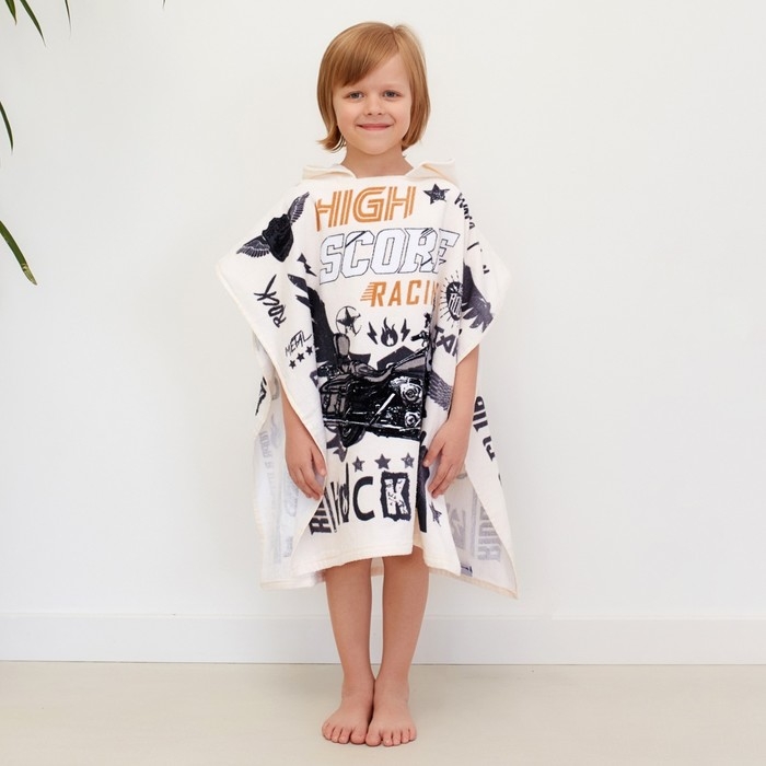 Полотенце-пончо детское махровое Крошка Я Полотенце-пончо детское махровое Крошка Я "Racing" 60*120см, 100% хлопок, 300гр/м2