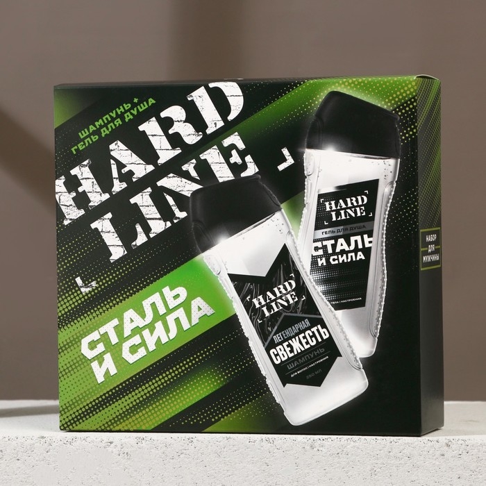 Подарочный набор косметики «Сталь и сила», гель для душа 250 мл и шампунь для волос 250 мл, HARD LINE Подарочный набор косметики «Сталь и сила», гель для душа 250 мл и шампунь для волос 250 мл, HARD LINE