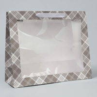 Пакет подарочный крафтовый с пластиковым окном, упаковка, &laquo;Мужской&raquo;, 31 х 26 х 10 см