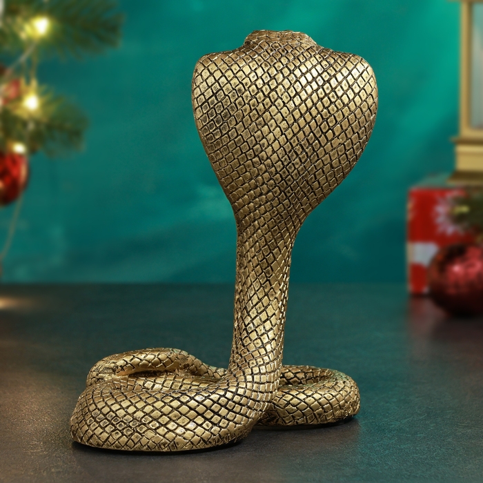 Фигура "Королевская кобра" золото, 14х8х17см
