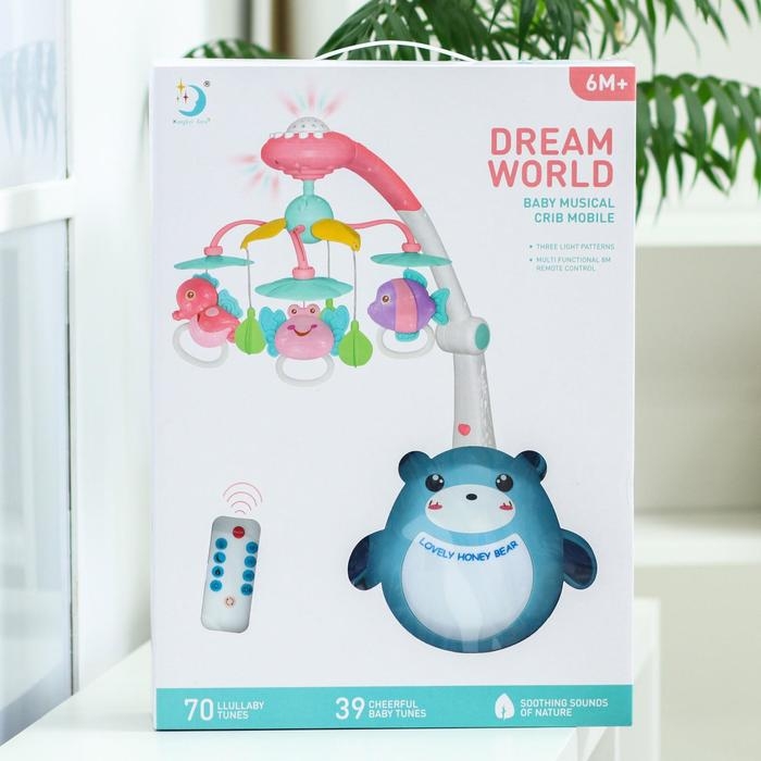 Мобиль музыкальный на кроватку &laquo;Мишка. Зоопарк&raquo;, проектор, пульт, цвет МИКС