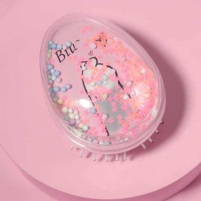 Расчёска - шейкер «Лапки», 5,5 × 9 см, цвет нежно - розовый Расчёска - шейкер «Лапки», 5,5 × 9 см, цвет нежно - розовый