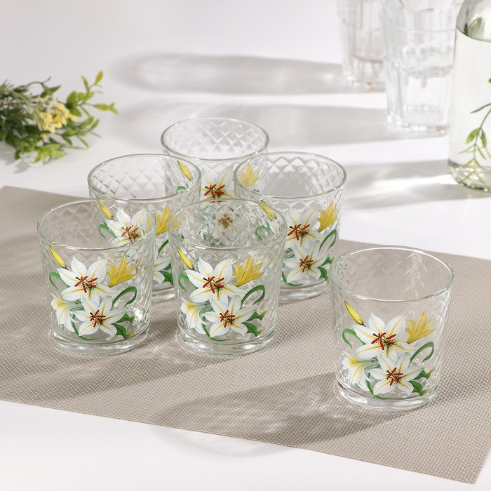 Набор стаканов для коктейля &laquo;Букеты&raquo;, 210 мл, 6 шт, рисунок МИКС