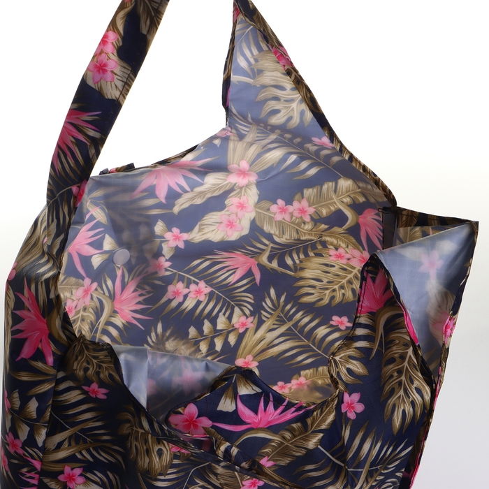 Сумка хозяйственная на кнопке, складная, цвет синий/разноцветный