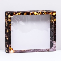 Новый год. Коробка сборная крышка-дно с окном, "Исполнения желаний", 26 х 21 х 4 см.