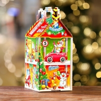 Новый год. Подарочная коробка "Парковка Снеговиков", 17,5 х 14,5 х 29 см.