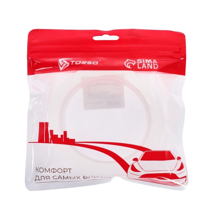 Клейкая нано лента TORSO, прозрачная, двусторонняя, акриловая 20 мм х 3 м