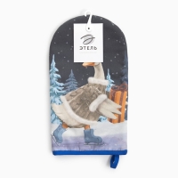 Новый год.Варежка-прихватка Этель Holiday 15х28см,саржа, 100% хл, ватин 250г/м2