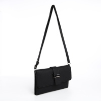 Сумка-клатч на магните, длинный ремень, цвет чёрный