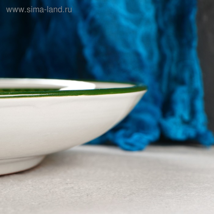 Ляган круглый, 31 см, риштанская роспись, зелёный Ляган круглый, 31 см, риштанская роспись, зелёный