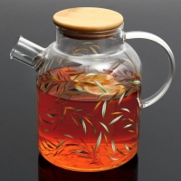 Чайник стеклянный заварочный с бамбуковой крышкой &laquo;Тропики&raquo;, 1700 мл